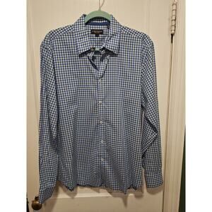 Jack Maverick Blue/White‎ Plaid Long Sleeve Shirt size Large